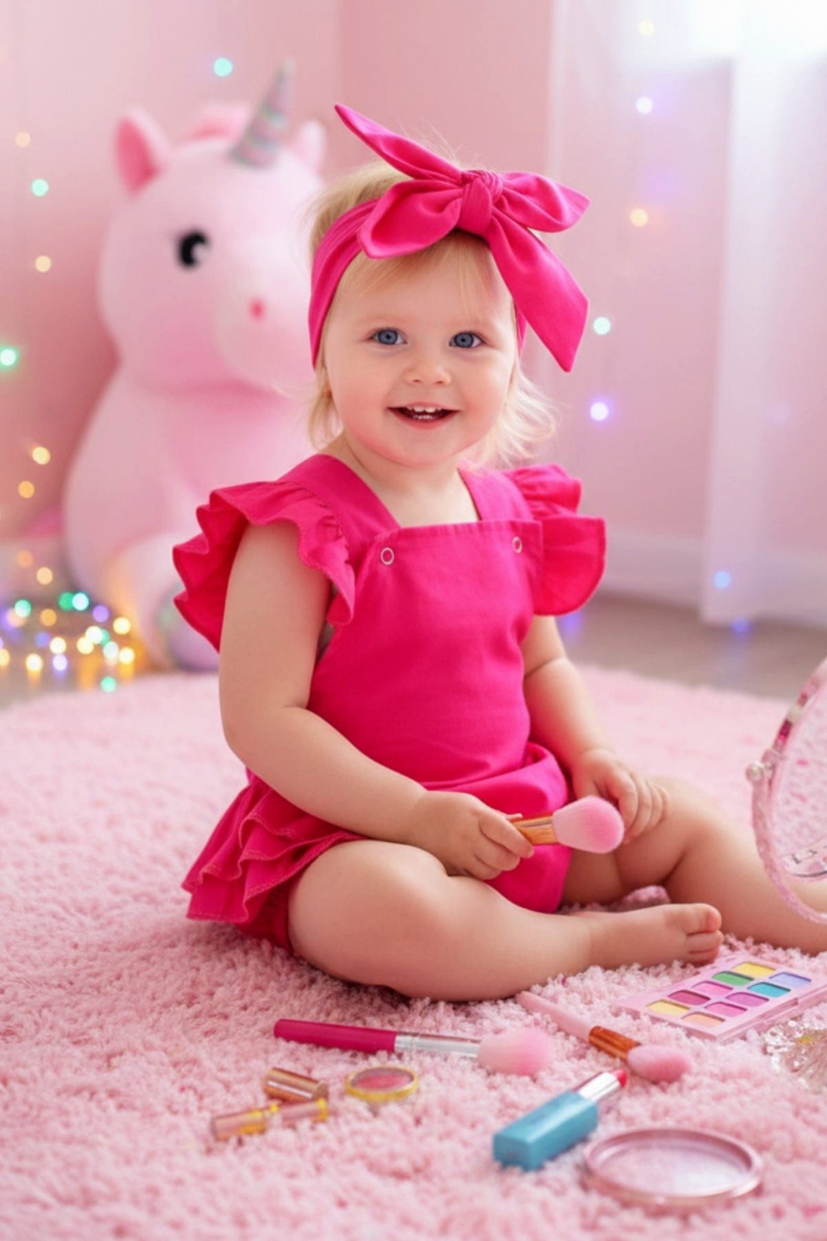 Parla Kids Strampler Bezaubernde Baby Salopette - rosa - mit Haarband