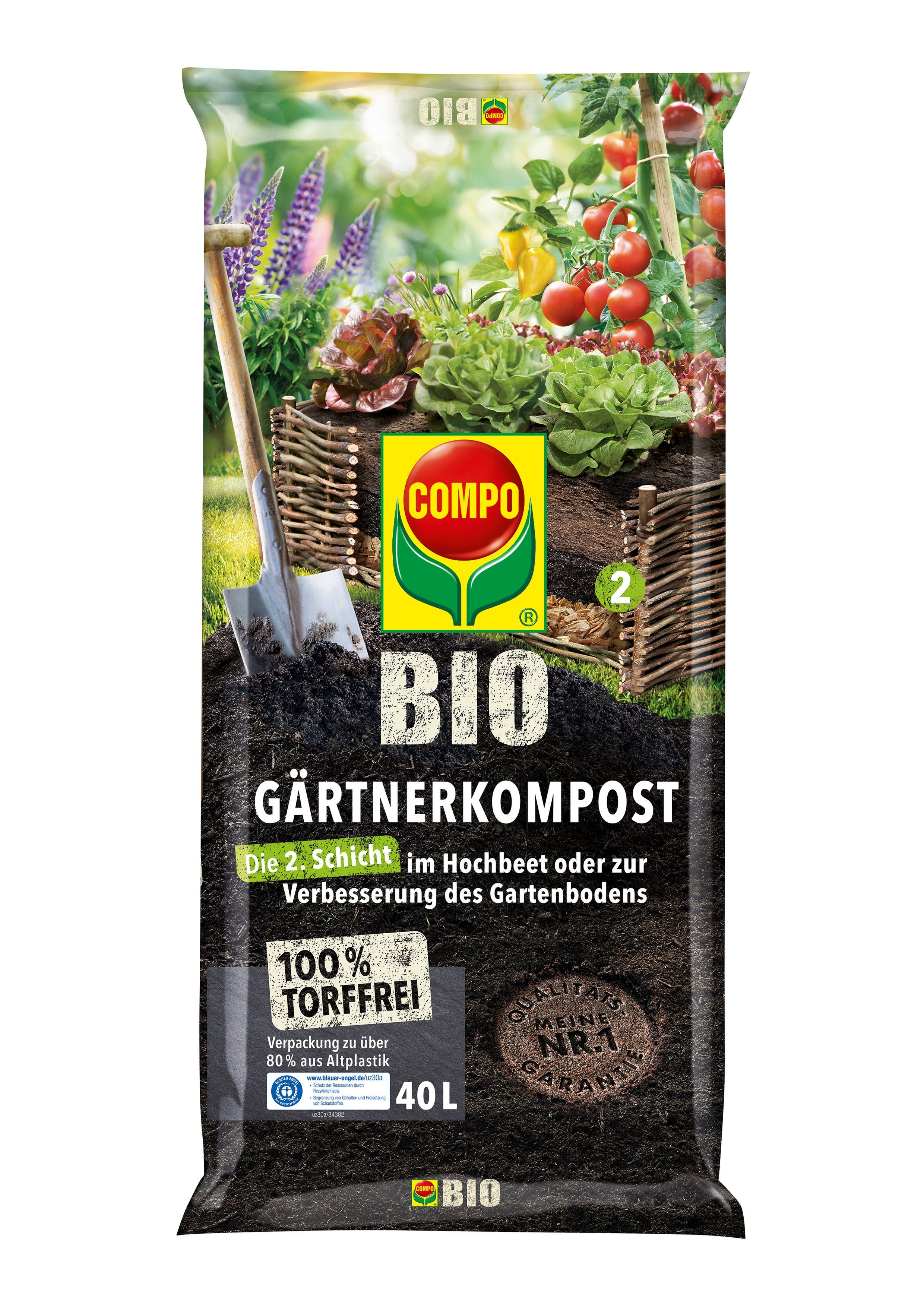 Compo Blumenerde COMPO BIO Gärtner-Kompost torffrei, 40 Ltr