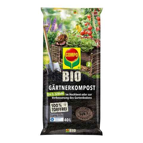 Compo Blumenerde COMPO BIO Gärtner-Kompost torffrei, 40 Ltr