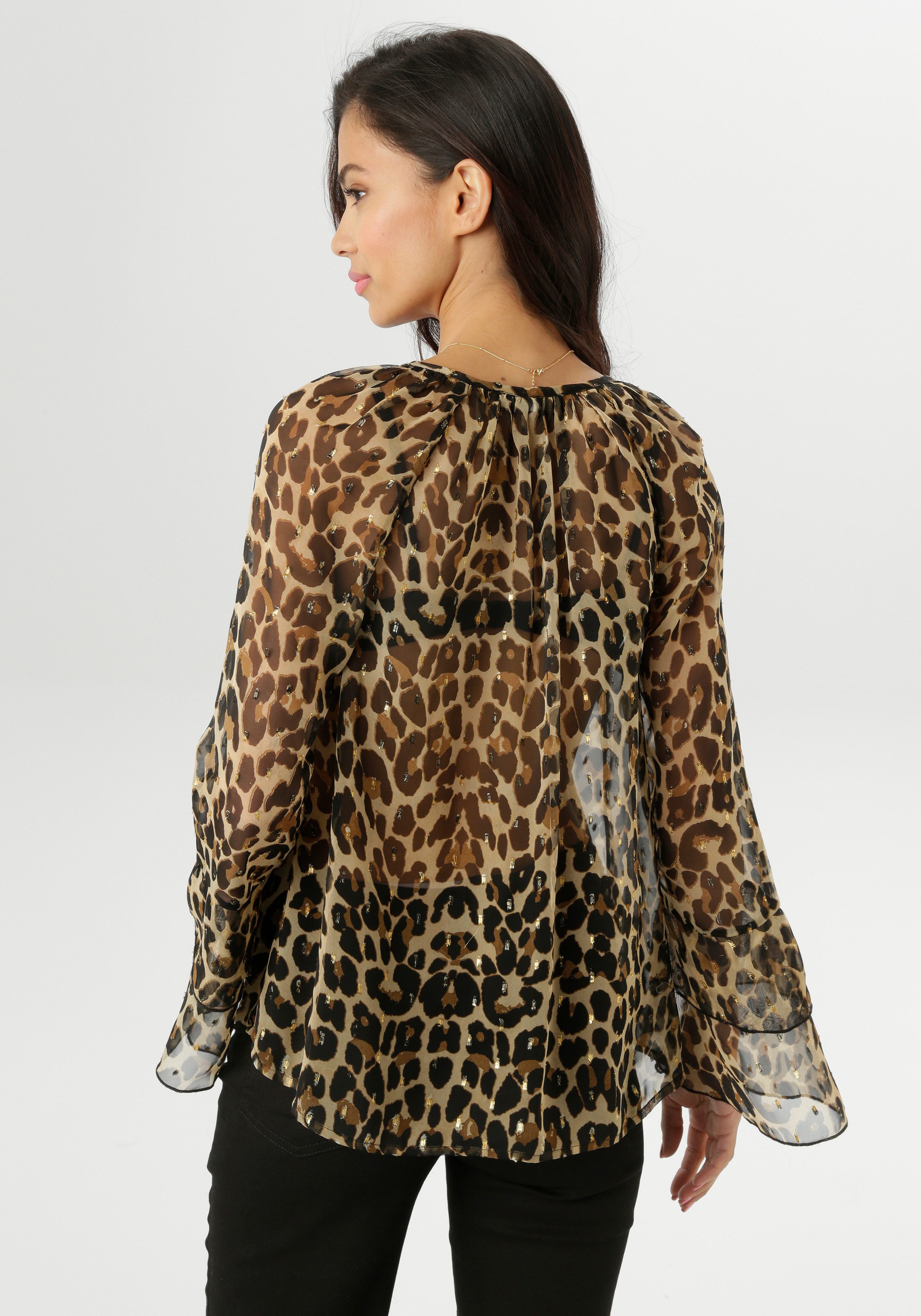 Aniston SELECTED Chiffonbluse im modischen Animal-Print mit Glanzgarn günstig online kaufen