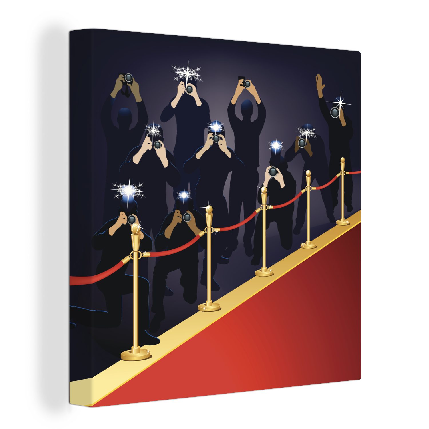 OneMillionCanvasses® Leinwandbild Eine Illustration der Fotografen entlang des roten Teppichs in, (1 St), Leinwand Bilder für Wohnzimmer Schlafzimmer