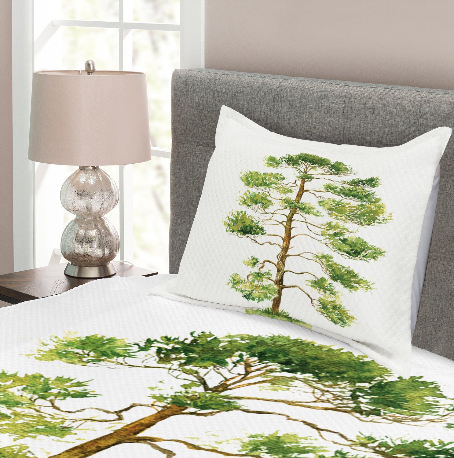 Silhouette Pine Set Abakuhaus, Botanical Baum Waschbar, Kissenbezügen mit Tagesdecke