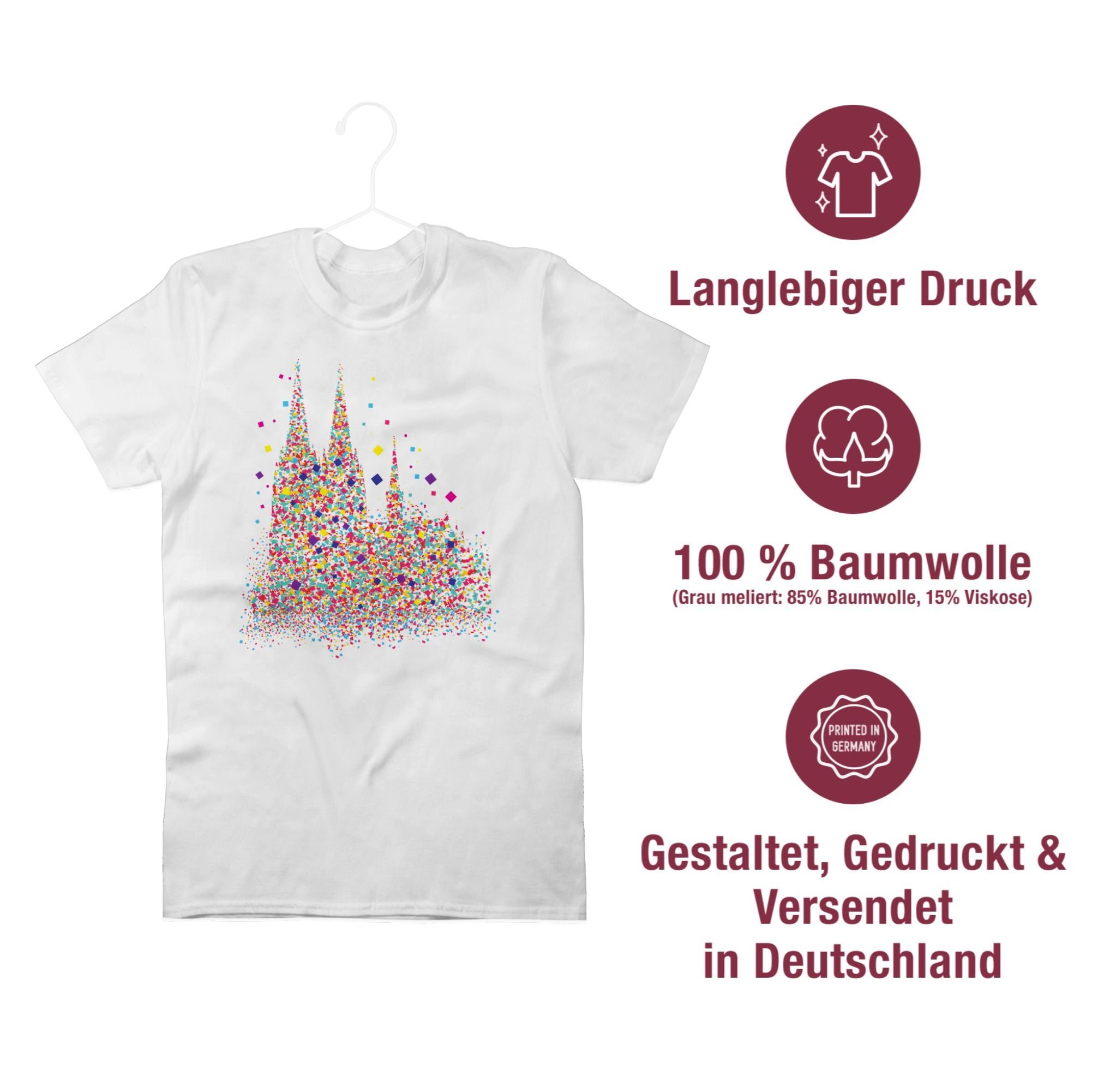 Kölner Dom Karneval Fasching T-Shirt 2 & Konfetti Weiß Shirtracer
