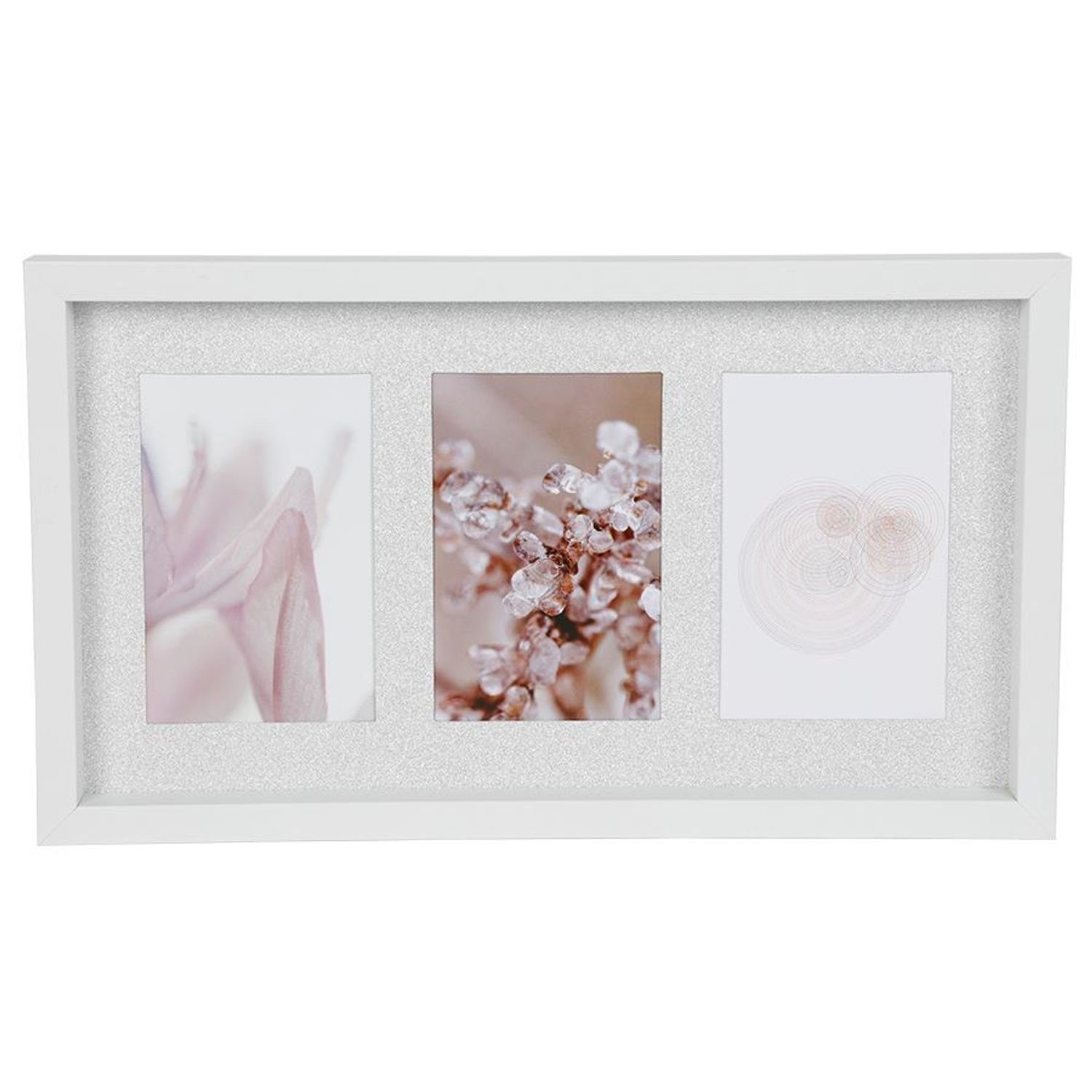 BURI Bilderrahmen Bilderrahmen 3 Fotos 9x13 cm Glitzer Silber Holz Halter Träger Wandbef. € 14,99