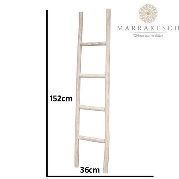 Marrakesch Orient & Mediterran Interior Regalleiter Dekoleiter aus Holz 150cm Handtuchleiter Manon als Handtuchständer, Handarbeit