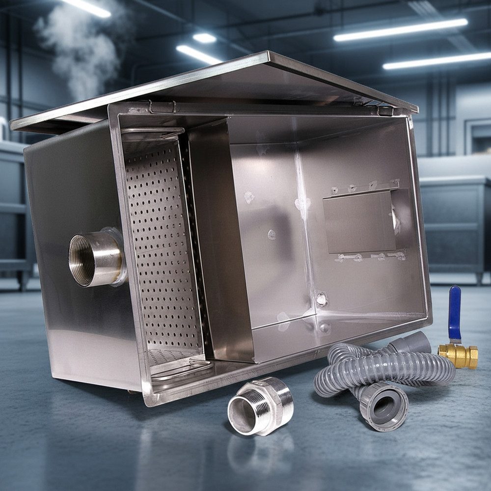 Feel2Home Fetttrennkanne Fettabscheider 40L Edelstahl Ölabscheider Abwasser Fettseparator, Edelstahl