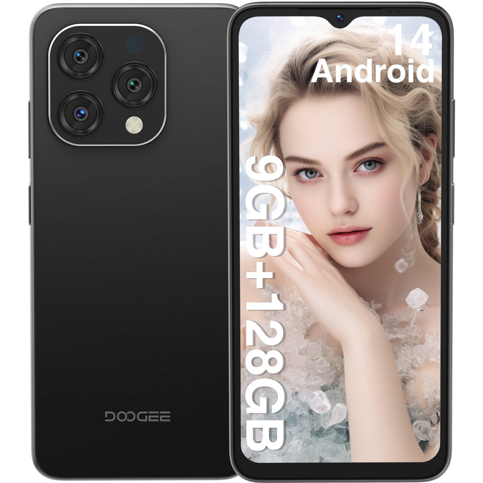 DOOGEE N55 Android 14 Handy 4GB RAM+ 128GB ROM,6.56" HD+ 90Hz Display Smartphone (6.56 Zoll, 128 GB Speicherplatz, 13 MP Kamera, 5150mAh Akku, 13MP AI Kamera, Dual SIM 4G LTE)