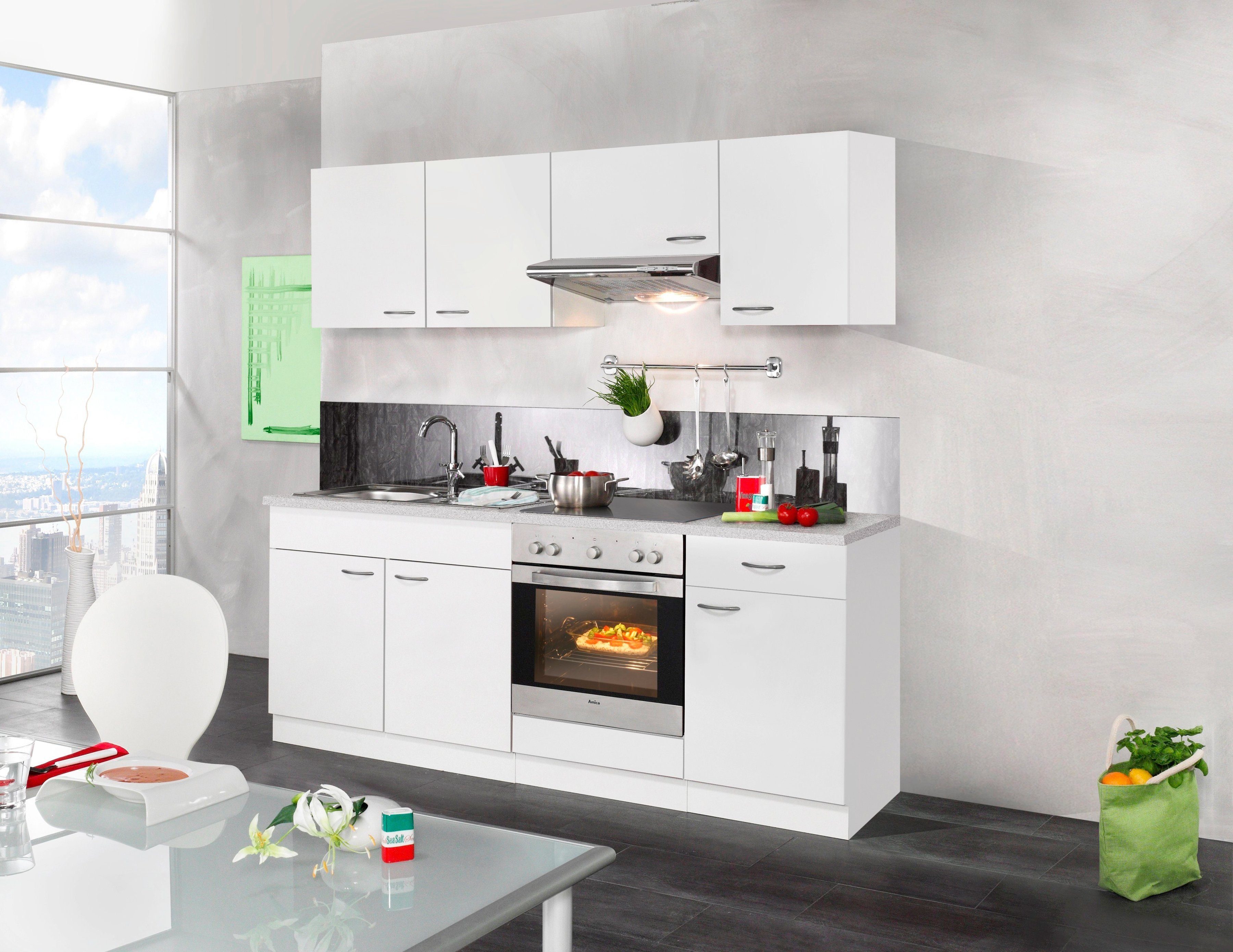 wiho Küchen Küchenzeile Valencia, mit E-Geräten, Breite 210 cm, Lieferung  bis an den Wunschplatz