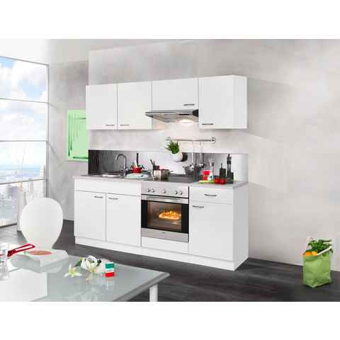 wiho Küchen Küchenzeile Valencia, mit E-Geräten, Breite 210 cm