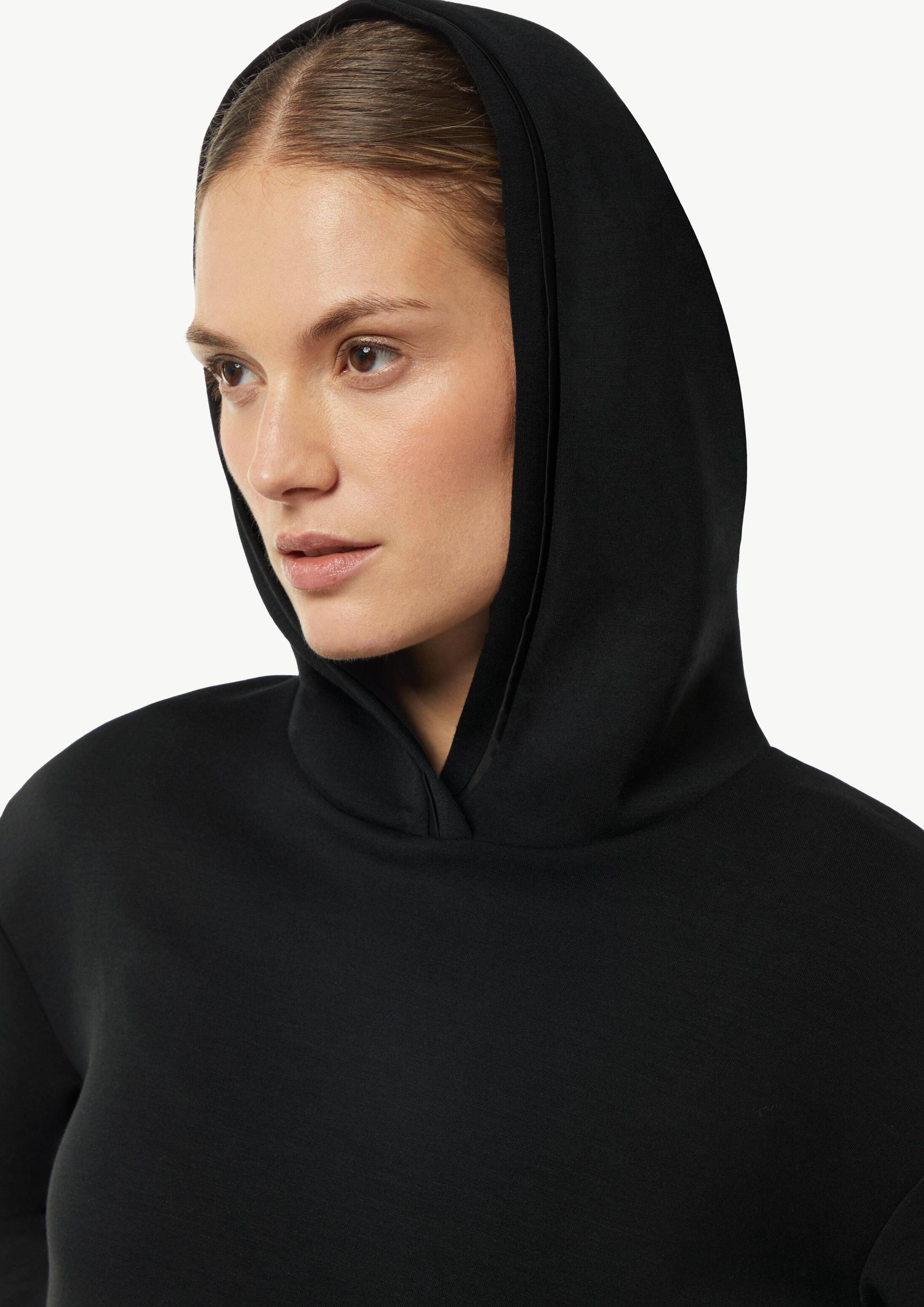 comma Sweatshirt Sweatshirt Kapuzen-Sweatshirt mit Satin-Details