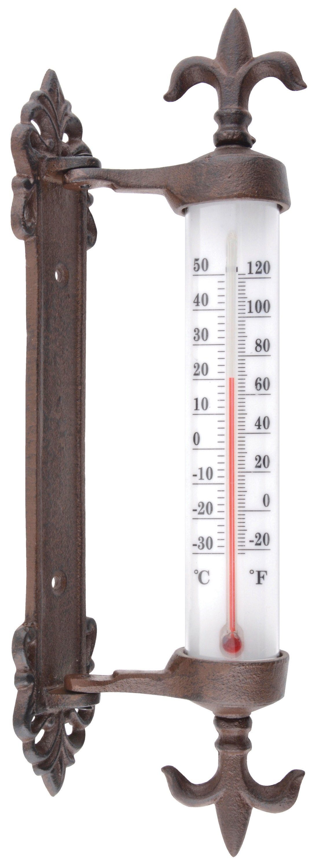 degawo Fensterthermometer Gusseisen Thermometer drehbar – Fensterrahmen Deko für außen & innen, 1 x Thermometer