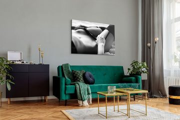 Sinus Art Leinwandbild 120x80cm Wandbild auf Leinwand Sexy Dessous Schwarz Weiß Kunstvoll Ero, (1 St)