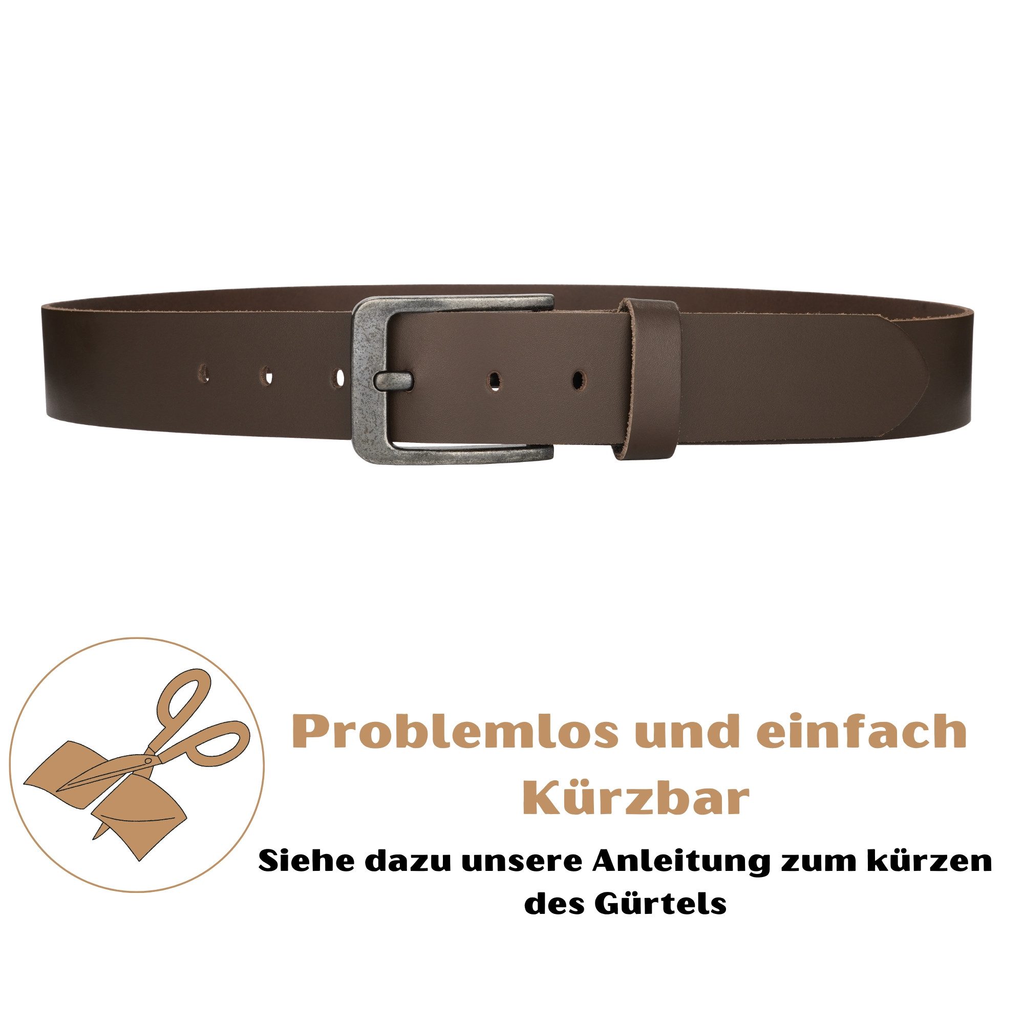 Manza Ledergürtel Gürtel Ledergürtel 4cm breit Echt Leder Jeansgürtel Unisex Kürzbar