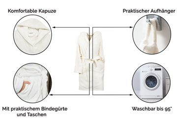 ZOLLNER Kinderbademantel, 100% Polyester, waschbar bis 95°C, Kapuze, kuschelig weich, Gürtel, waschbar bis 95°C, Kapuze, kuschelig weich, 100% Polyester