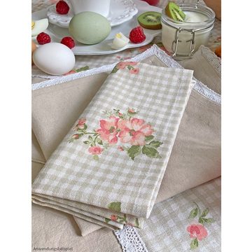 Platzset, Stoffserviette LUISA Rosen weinrot Karo 16x16 cm Landhaus, matches21 HOME & HOBBY, (1-St)