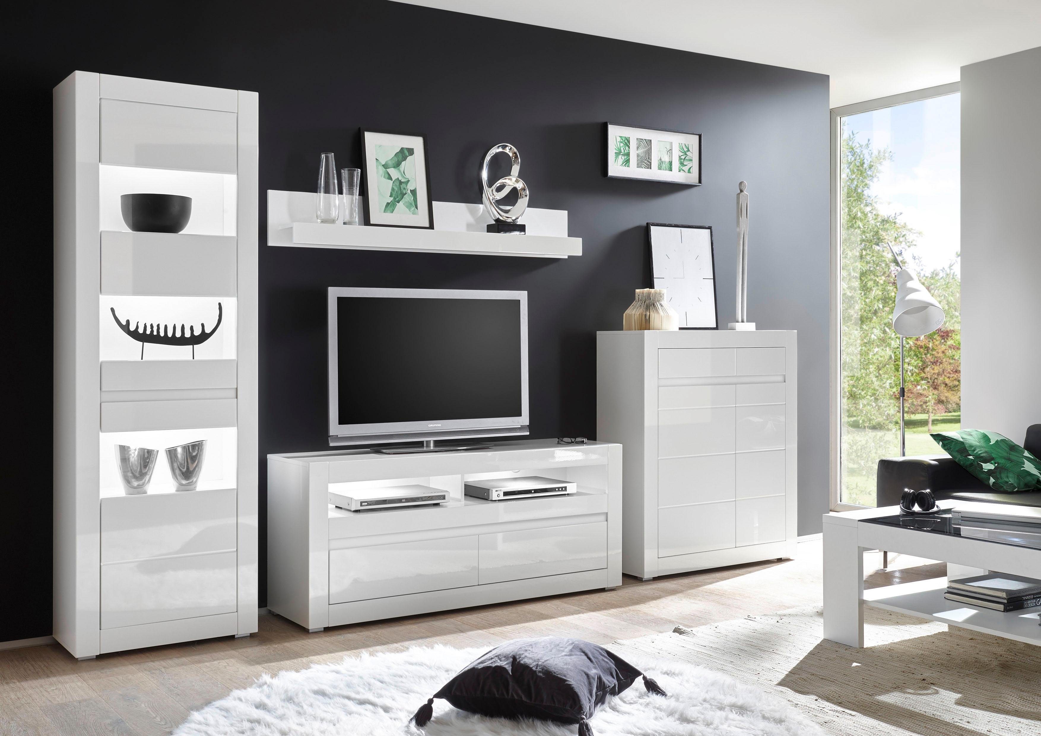 Home affaire Wohnwand Carat, (Set, 4-St), wird jeweils mit zwei Leisten angeliefert, 1 x grau, 1 x weiss