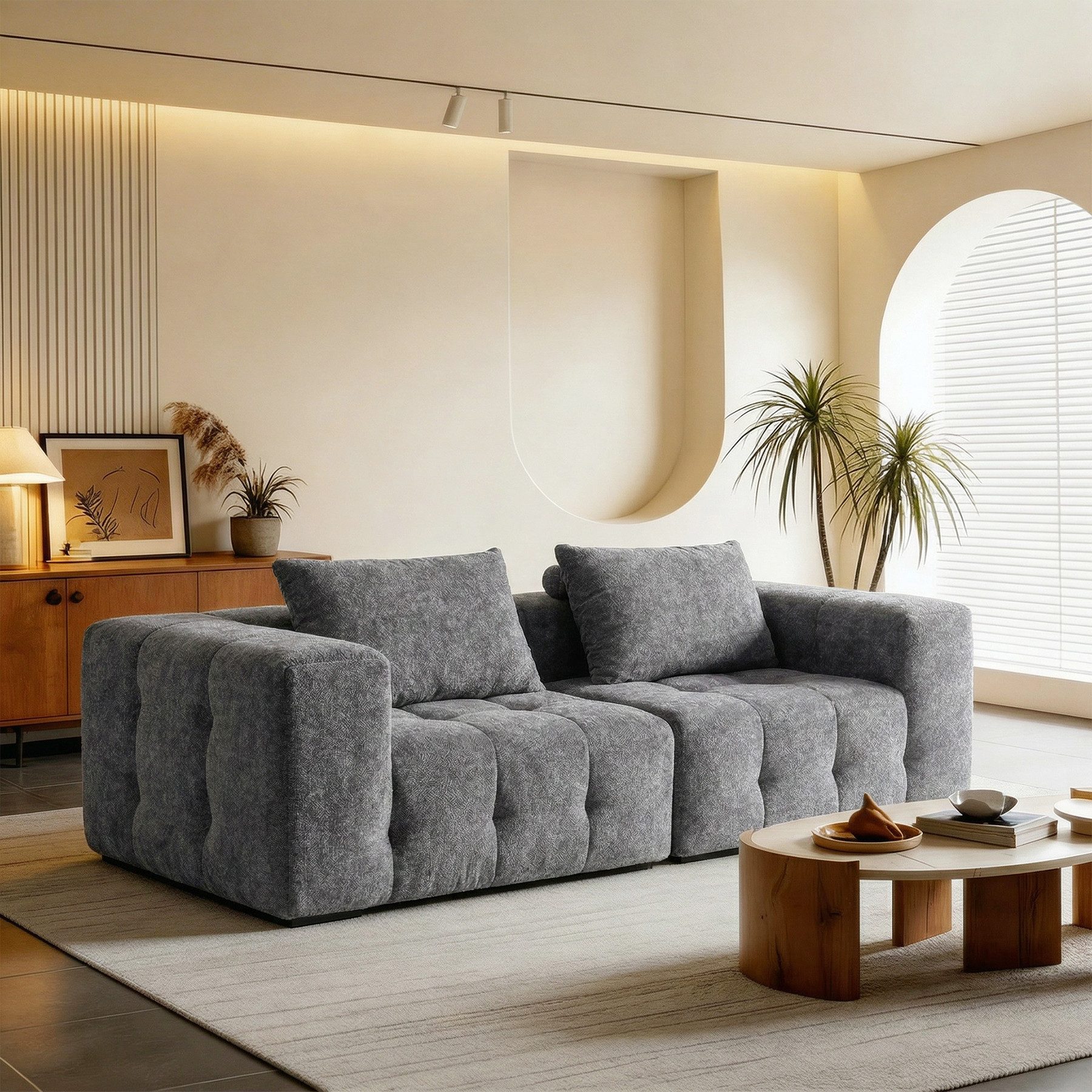 HomeMiYN Ecksofa 210cm L-Form 2-3 Sitzer Modular Ecke sofa für wohnzimmer, 2 Teile, Ohne Montage & Vakuumkomprimiert 180kg Belastbar mit
