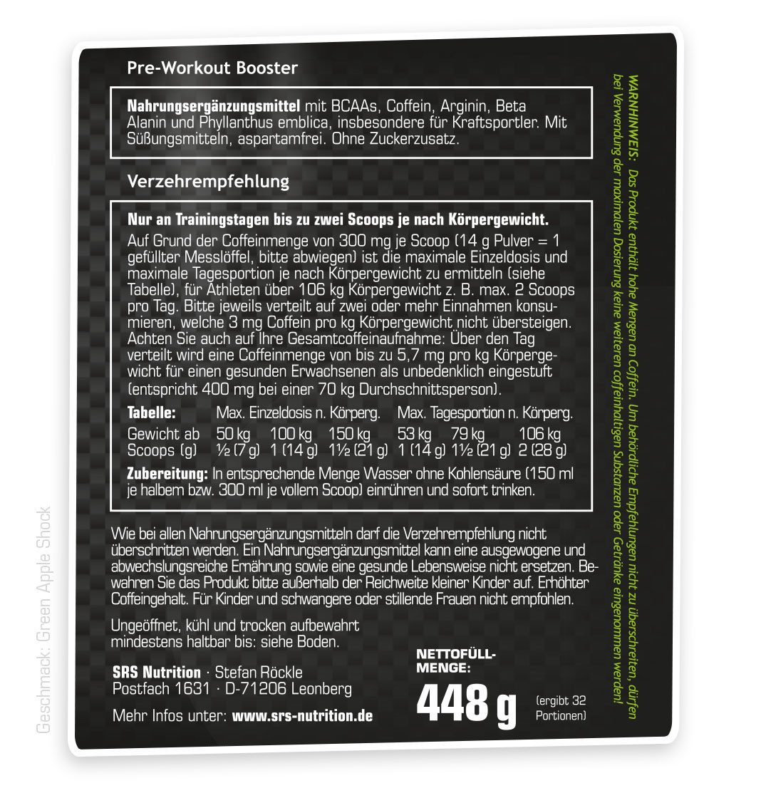 SRS NUTRITION SRS Muscle Pregator Pre-Workout Hardcore Pump Pulver
