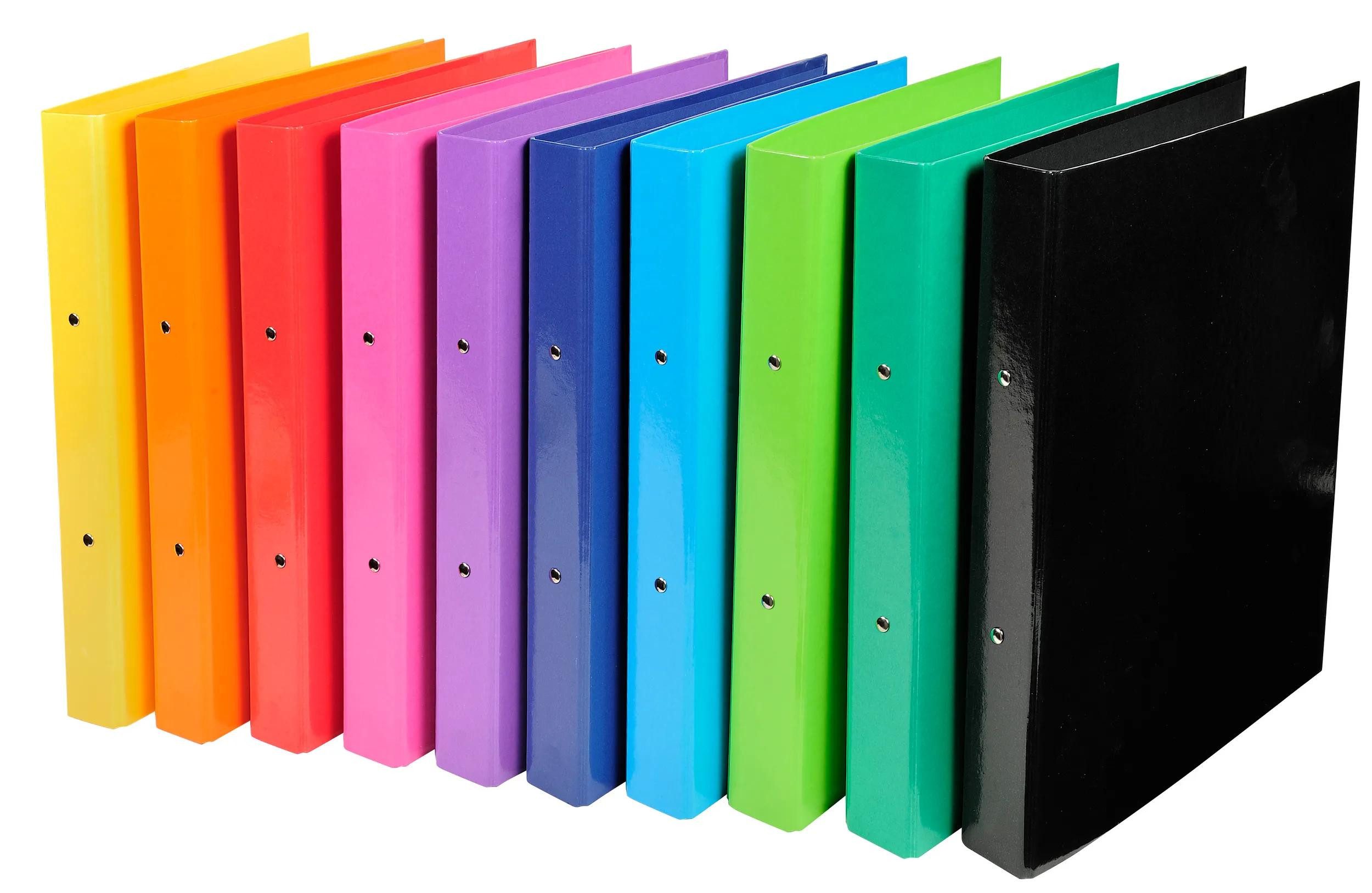 EXACOMPTA Ringbuchmappe 10x Ringbuch Karton 2Ring 30mm Rücken 40mm 32x26cm A4 sortiert 54929E, Karton Ringbücher
