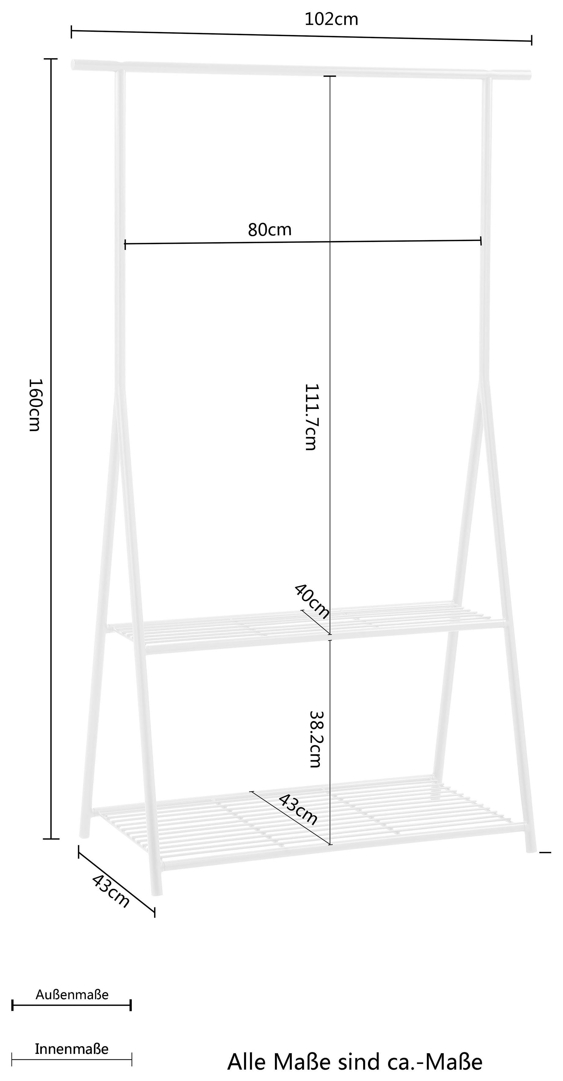 Home LeGer by zwei zwei Gercke mit Lena Breite schwarz Ablageböden, Farbvarianten, Metall, Erine Garderobenschrank ca. in 102cm