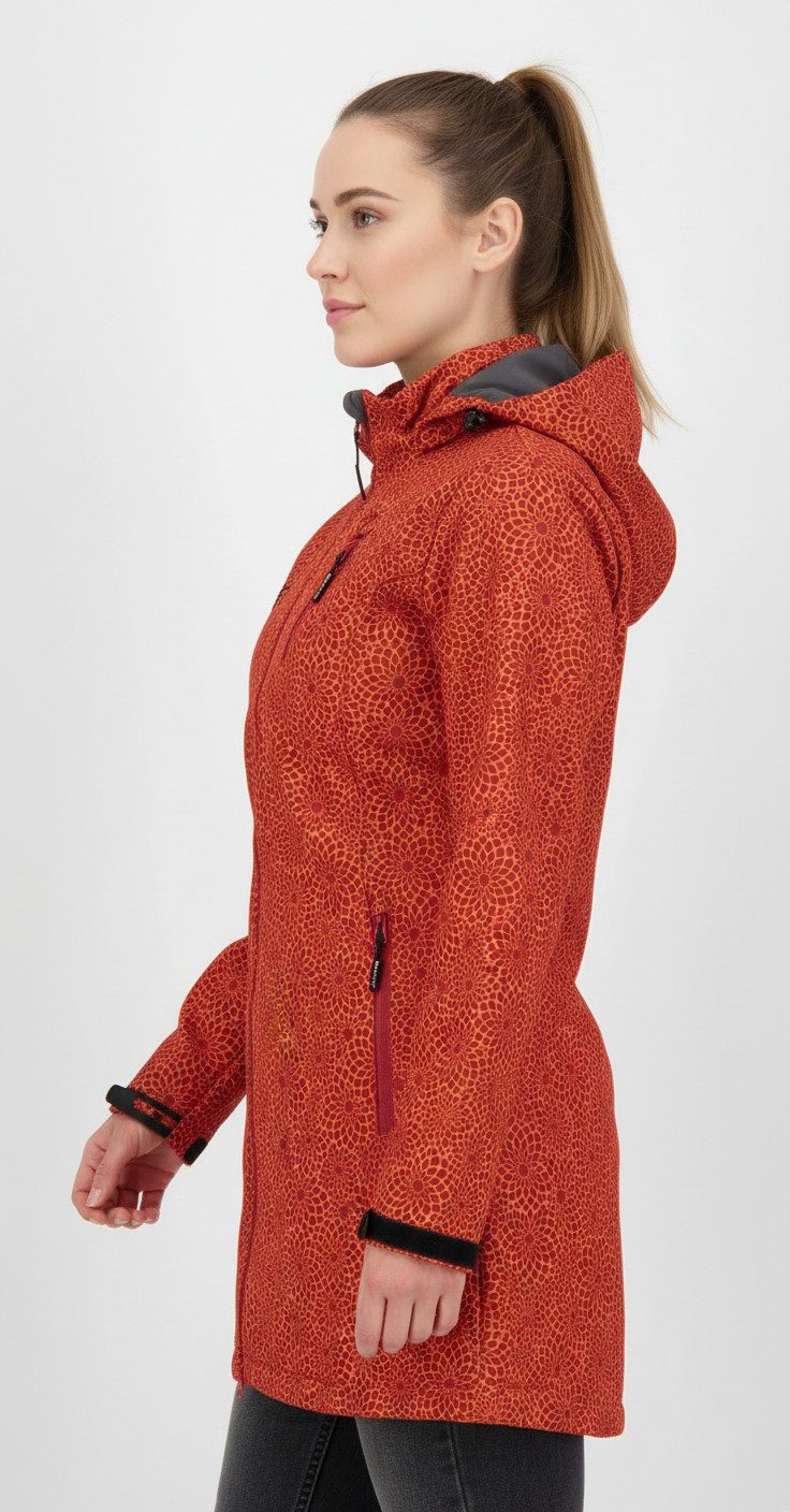 DEPROC Active Softshellmantel SHELBY PEAK XII Softshell Kurzmantel Longjacket leichter Softshell Kurzmantel mit abnehmbarer Kapuze