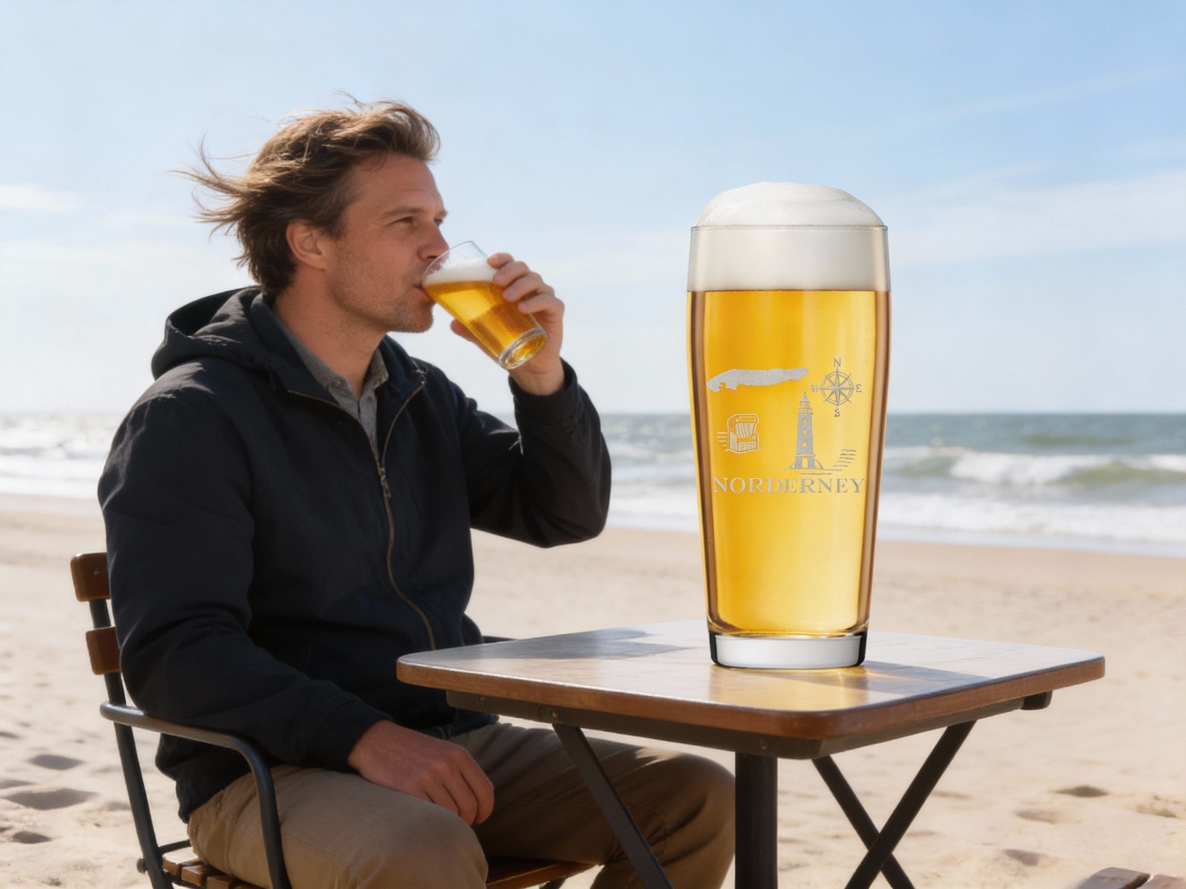 Valhalla Bierglas Gravur Norderney - 500ml spülmaschinenfest hochwertig, 1-tlg., Glas, Atemberaubende Darstellung