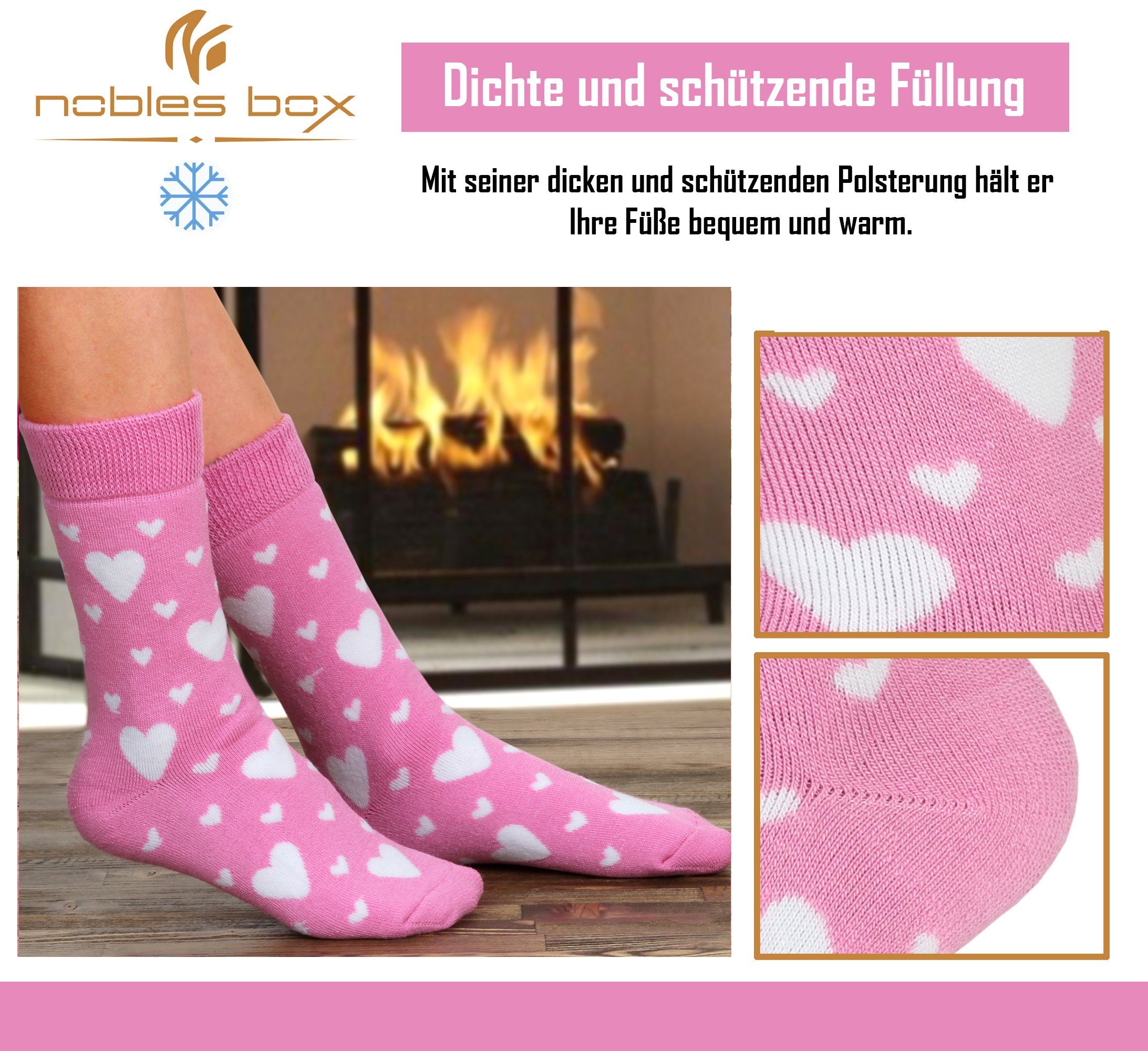 Damen Wintersocken Socken, Asorti-2 Größe) 37-40 Thermosocken Warme Damen Damen (Beutel, 2-Paar, NoblesBox Arbeitssocken EU