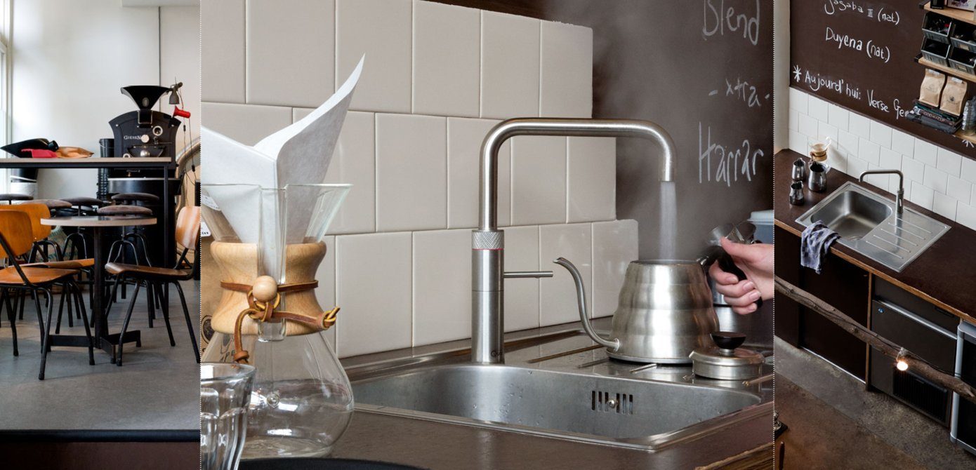QUOOKER Kochendwasserhahn mit SQUARE FUSION Küchenarmatur QUOOKER 2 COMBI+ Trinkwassersystem (2-St) (22+FSGLDCUBE) mit 100°C CUBE B