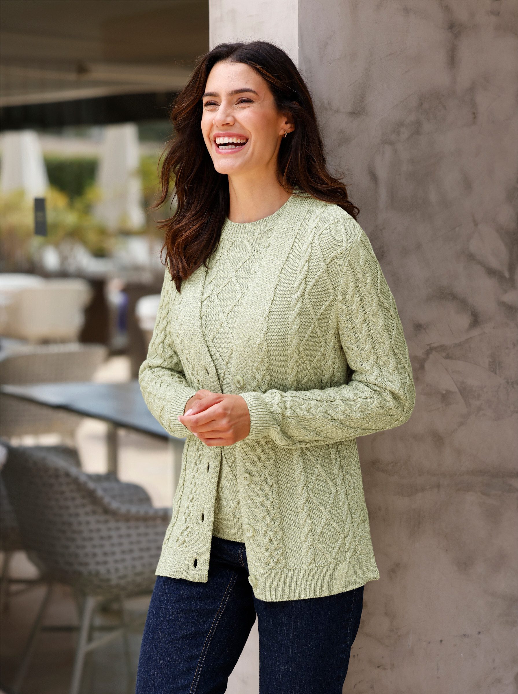 Witt Strickjacke Strickjacke Langarm Links-Strick, Zopfmuster