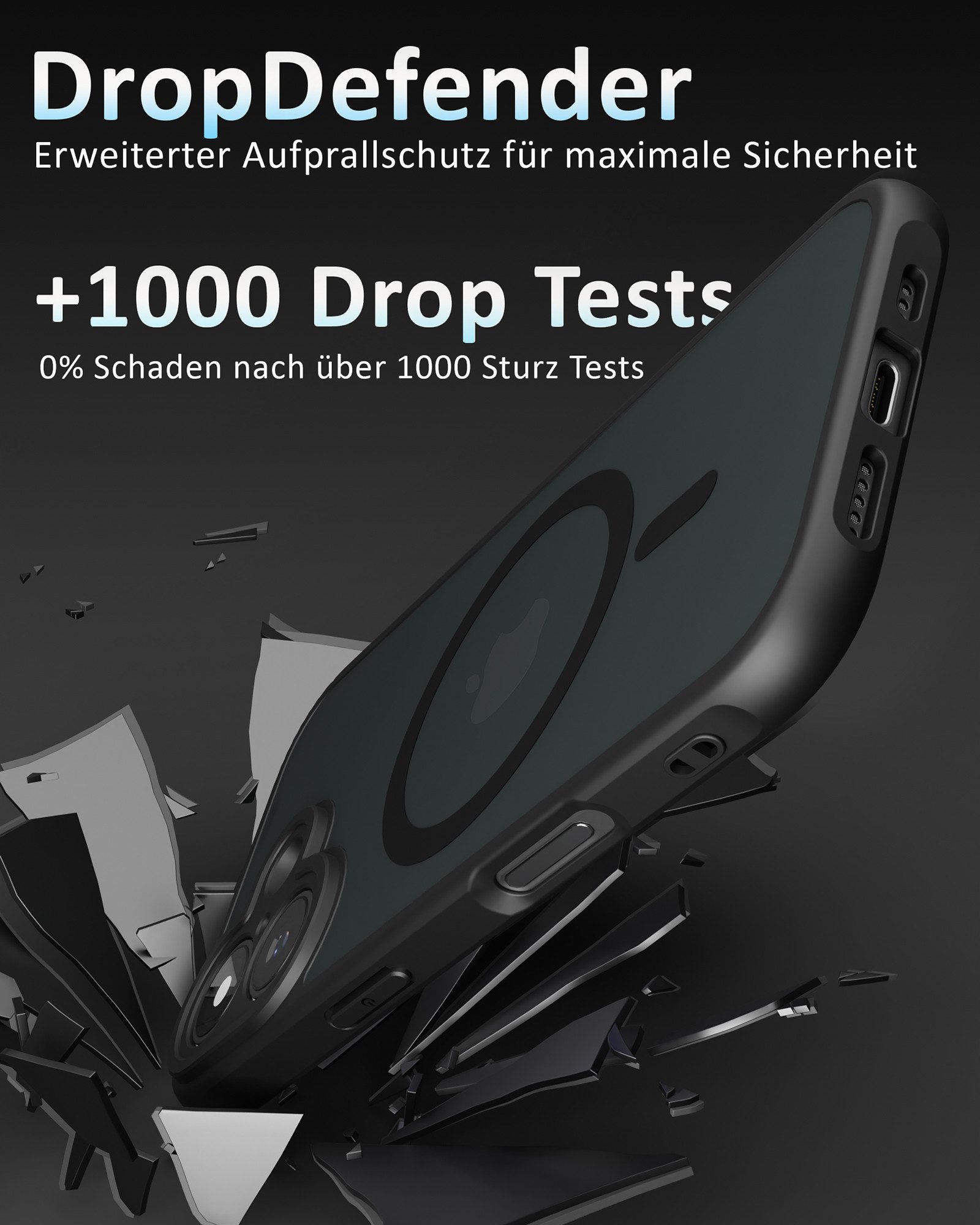 GreenHec Handyhülle Hülle iPhone 17 16 15 14 13 12 11 Pro Max 16e 17e Air MagSafe Magnetic 6.1 Zoll, Magnetisch Cover Schwarz Matt Black Case Bumper Schutzhülle Handyhülle