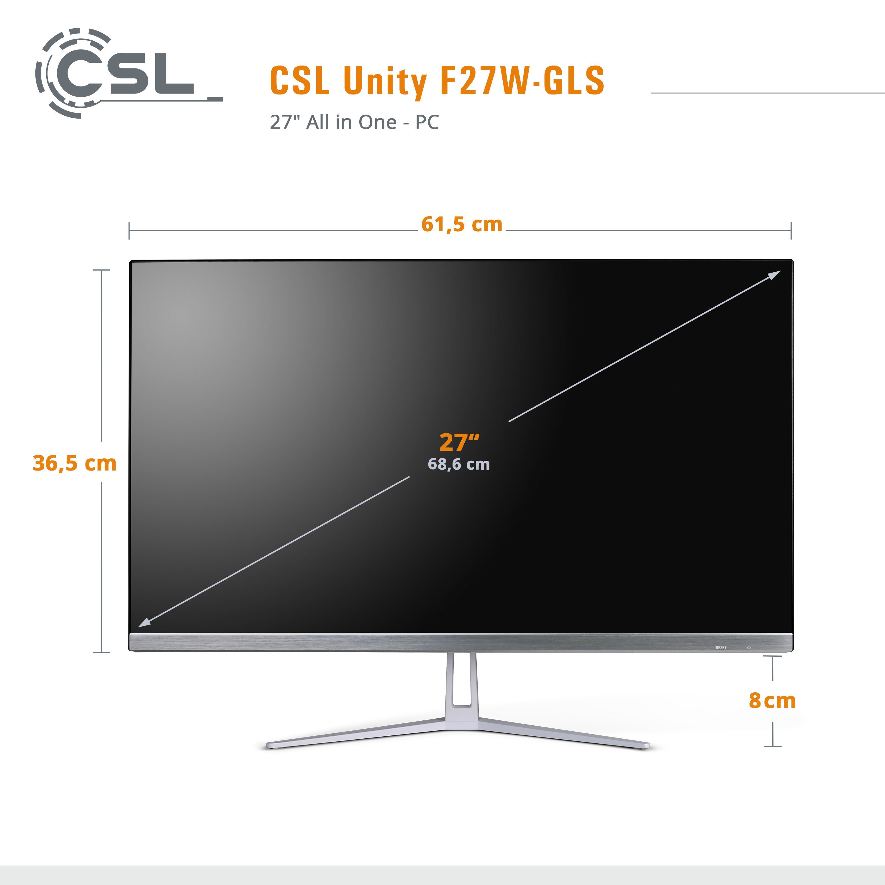 CSL Unity F27-JLS PC RAM, Graphics, (27 Intel® N5100, GB Celeron weiß Zoll, Intel® 256 UHD SSD, 16 CPU-Kühler) passiver GB