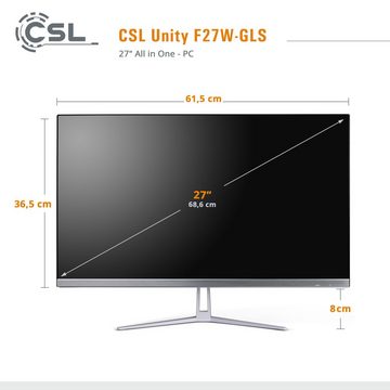 CSL Unity F27-JLS PC (27 Zoll, Intel® Celeron N5100, Intel® UHD Graphics, 16 GB RAM, 256 GB SSD, passiver CPU-Kühler)