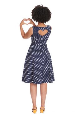 Banned A-Linien-Kleid Retro Swingkleid Dot Days Navy Blau Vintage Polka Dot Dress 50s Pünktchen Kleid