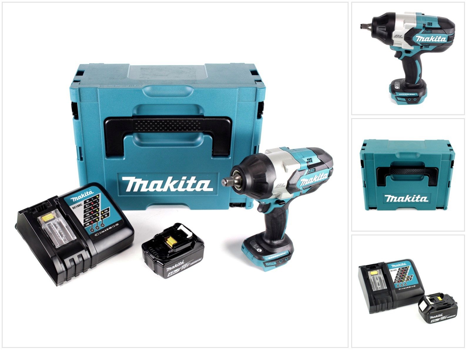 Makita Akku-Schlagschrauber DTW 1002 RM1J Akku Schlagschrauber 1/2“ 18V 1000Nm Brushless + 1x