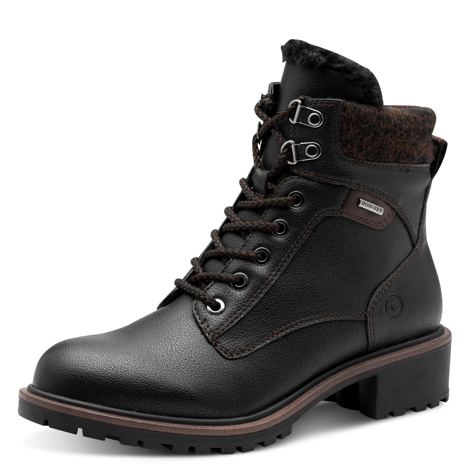 Tamaris Winterboots, Blockabsatz, Schnürboots, Winterstiefelette mit Duo Tex-Ausstattung