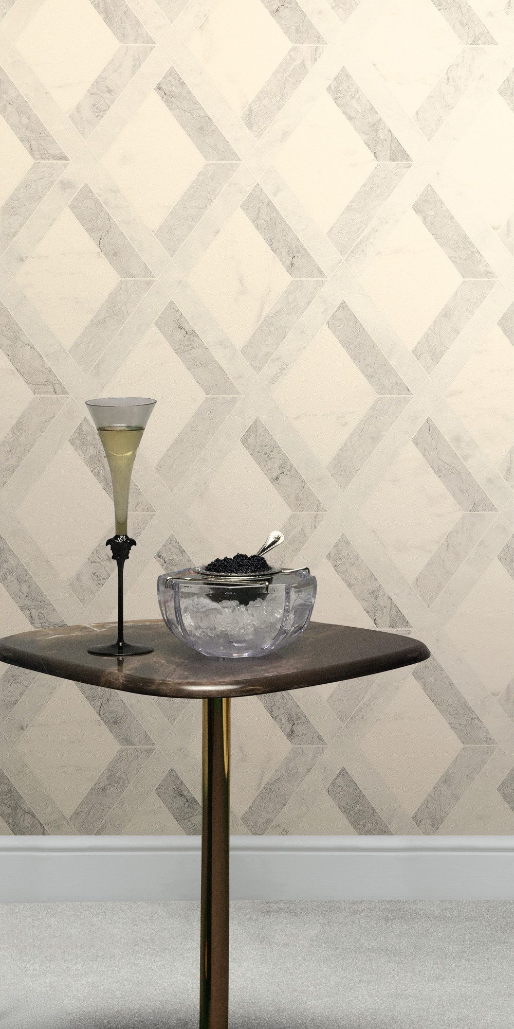 Versace Vliestapete Versace 6 Tarsia –, geprägt, 3D-Optik, Barock, Motiv, (1 St), Modernes Rautendesign in Marmoroptik mit strukturierter Oberfläche