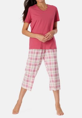 Schiesser Pyjama Comfort Essentials (Set, 2 tlg) Schlafanzug - Baumwolle - Atmungsaktiv - Set aus T-Shirt und 3/4-Hose