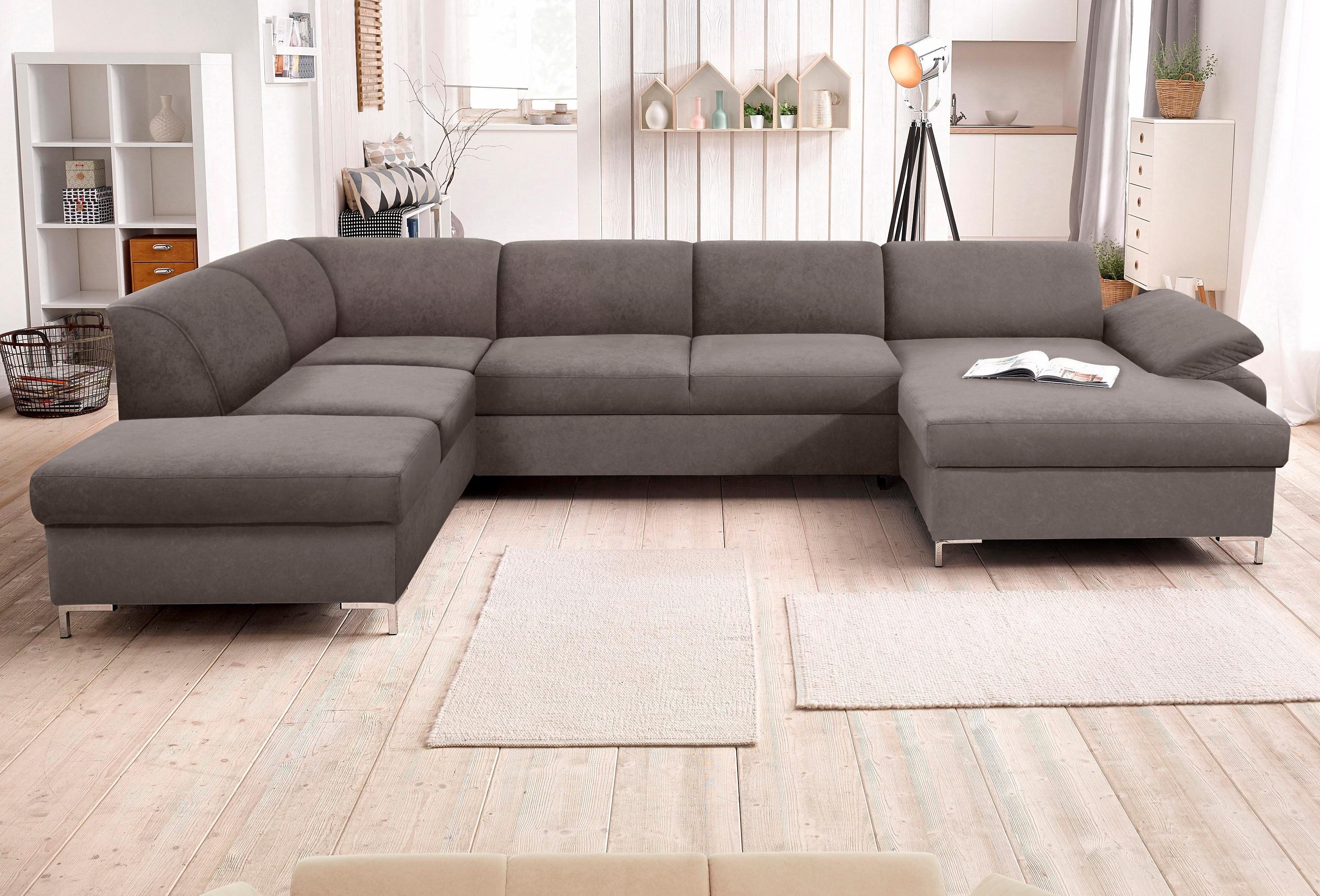 DOMO collection Wohnlandschaft Santana mit viel Platz, komfortabel, moderner Fuß, bequeme Armlehne, wahlweise mit Bettfunktion, U-Form