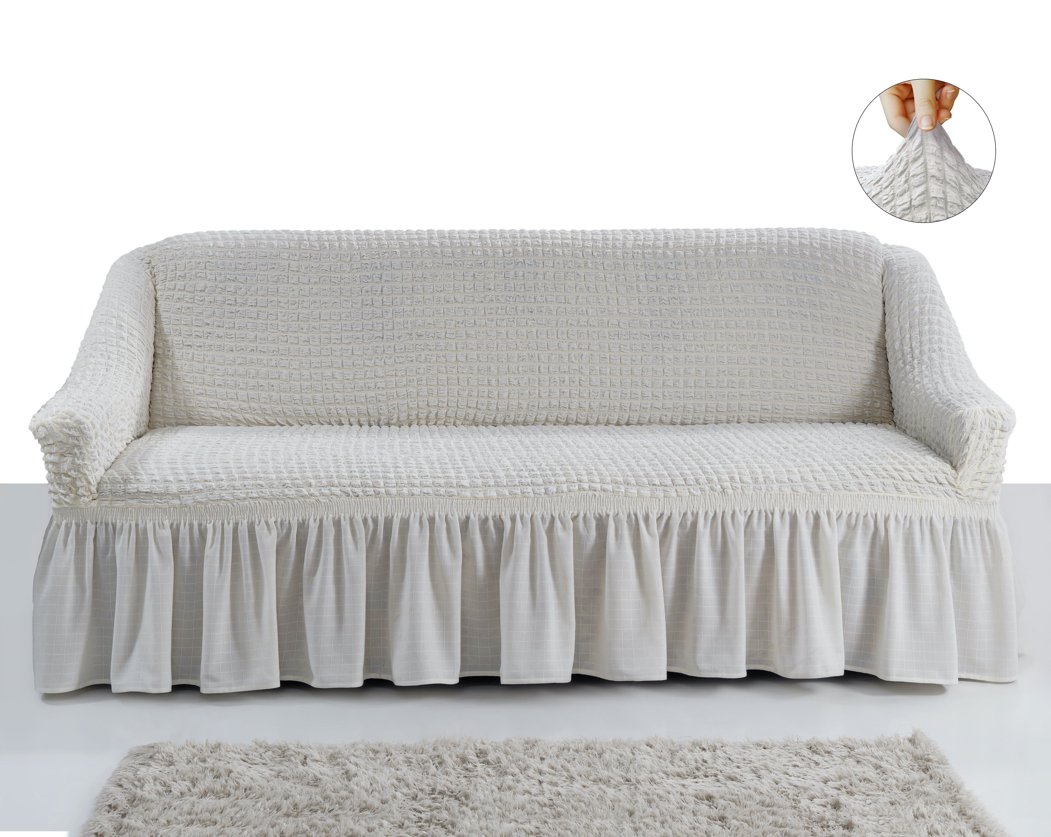 Sofahusse Sofahusse 3-Sitzer Sofabezüge elastischer Sofa Überwurf SF, My Palace, weich, elastisch und waschbar - Ein neues Wohngefühl. Weiß