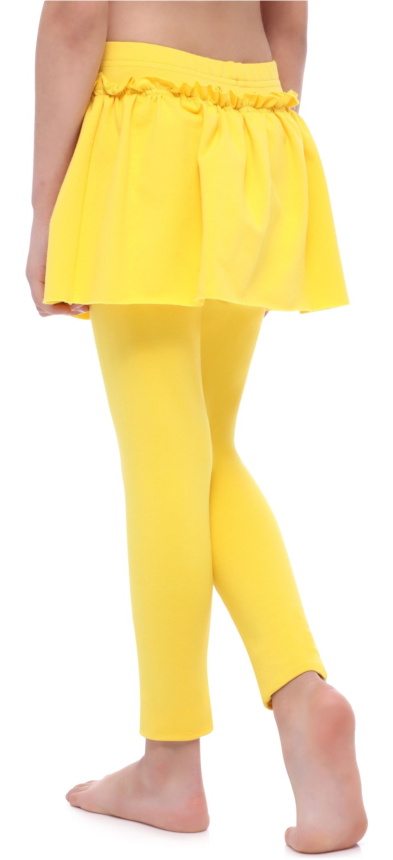 MS10-255 Lange aus Leggings mit Gelb Rock Baumwolle Bund Leggings elastischer Style Mädchen (1-tlg) Merry