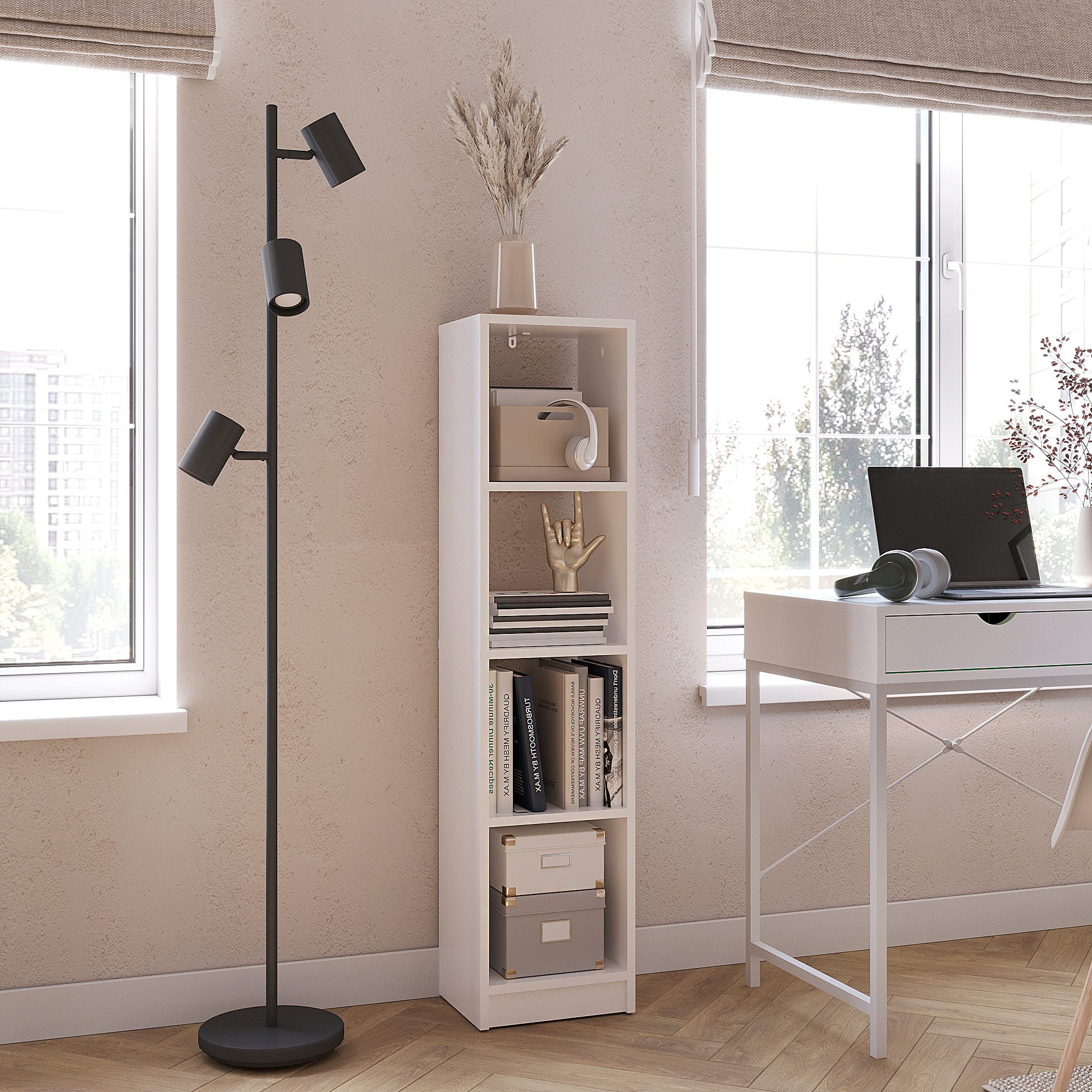 KOMTO Bücherregal LAKO Bücherregal 20-30 cm Breit, Schmales Regal mit 3-7 Fächern