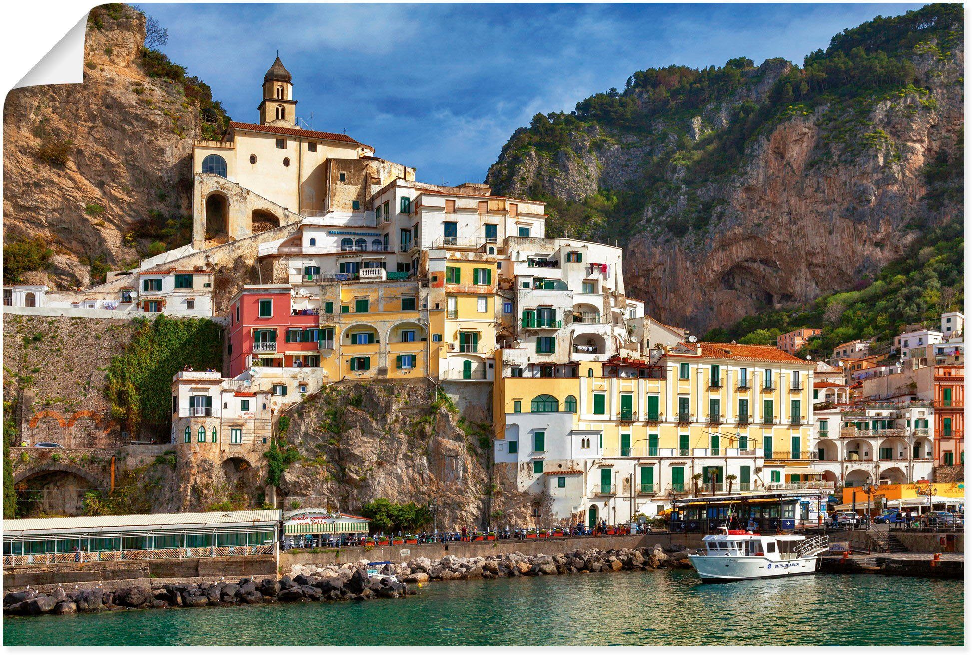 Artland Wandbild Hafen von Amalfi an der Amalfiküste, Italien (1 St), als Alubild, Leinwandbild, Wandaufkleber oder Poster in versch. Größen