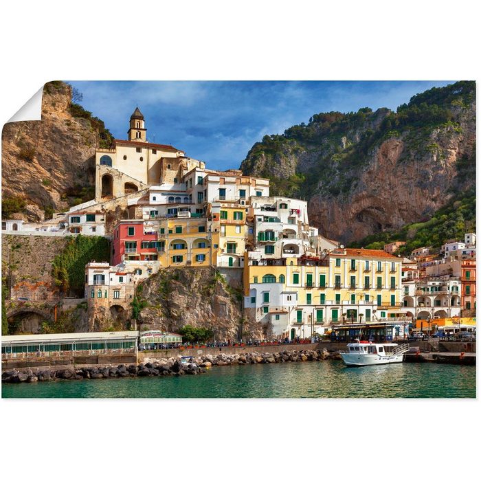 Artland Wandbild Hafen von Amalfi an der Amalfiküste Italien (1 St) als Alubild Leinwandbild Wandaufkleber oder Poster in versch. Größen