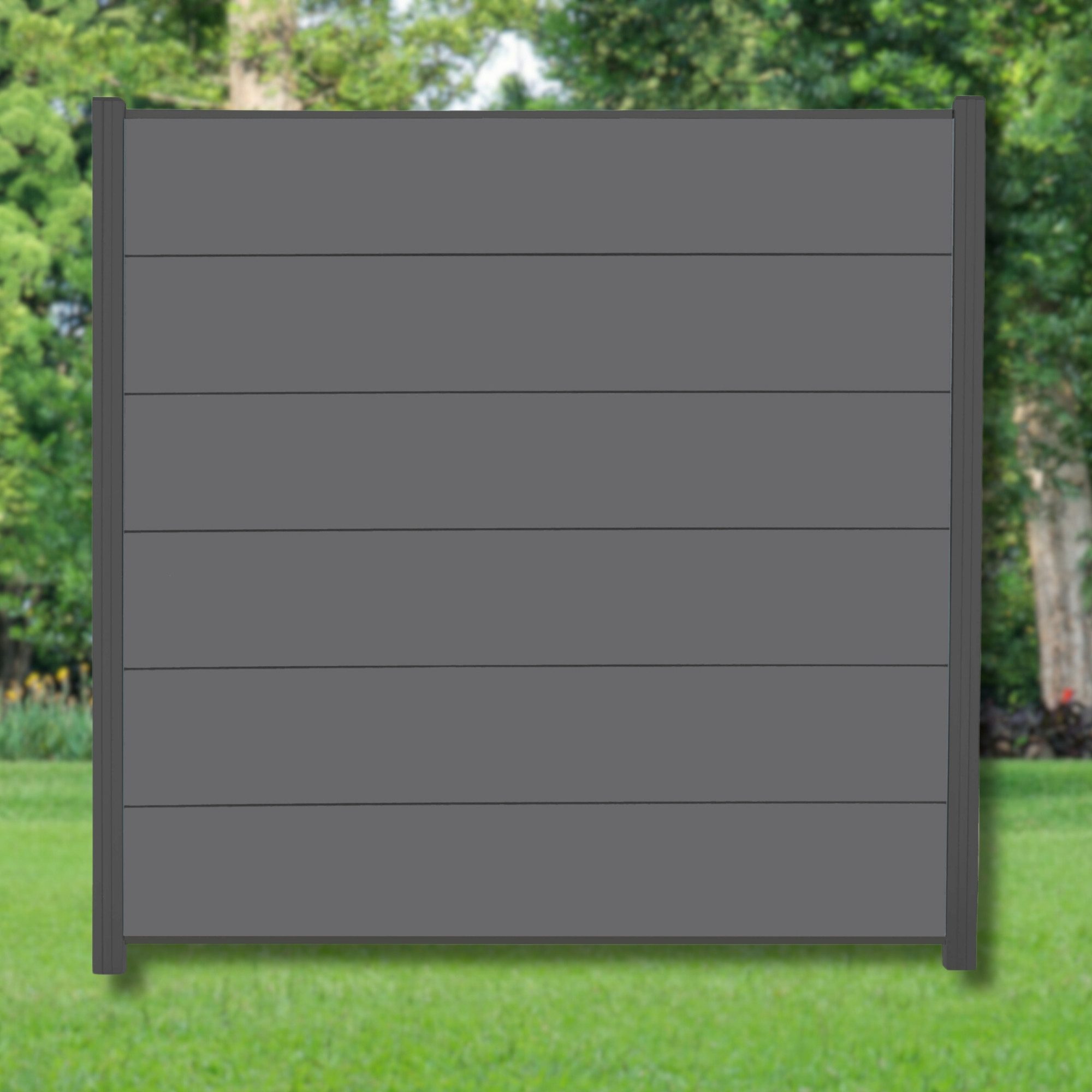 WPC Profi Zaun XL Jumbo Komplettset Sichtschutzzaun Alupfosten Anthrazit 180x180cm, (Komplettset, mit Start- und Abschlussleisten, Pfosten und Zubehör)