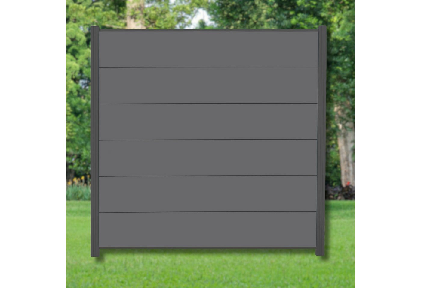WPC Profi Zaun XL Jumbo Komplettset Sichtschutzzaun Alupfosten Anthrazit 180x180cm, (Komplettset, mit Start- und Abschlussleisten, Pfosten und Zubehör)