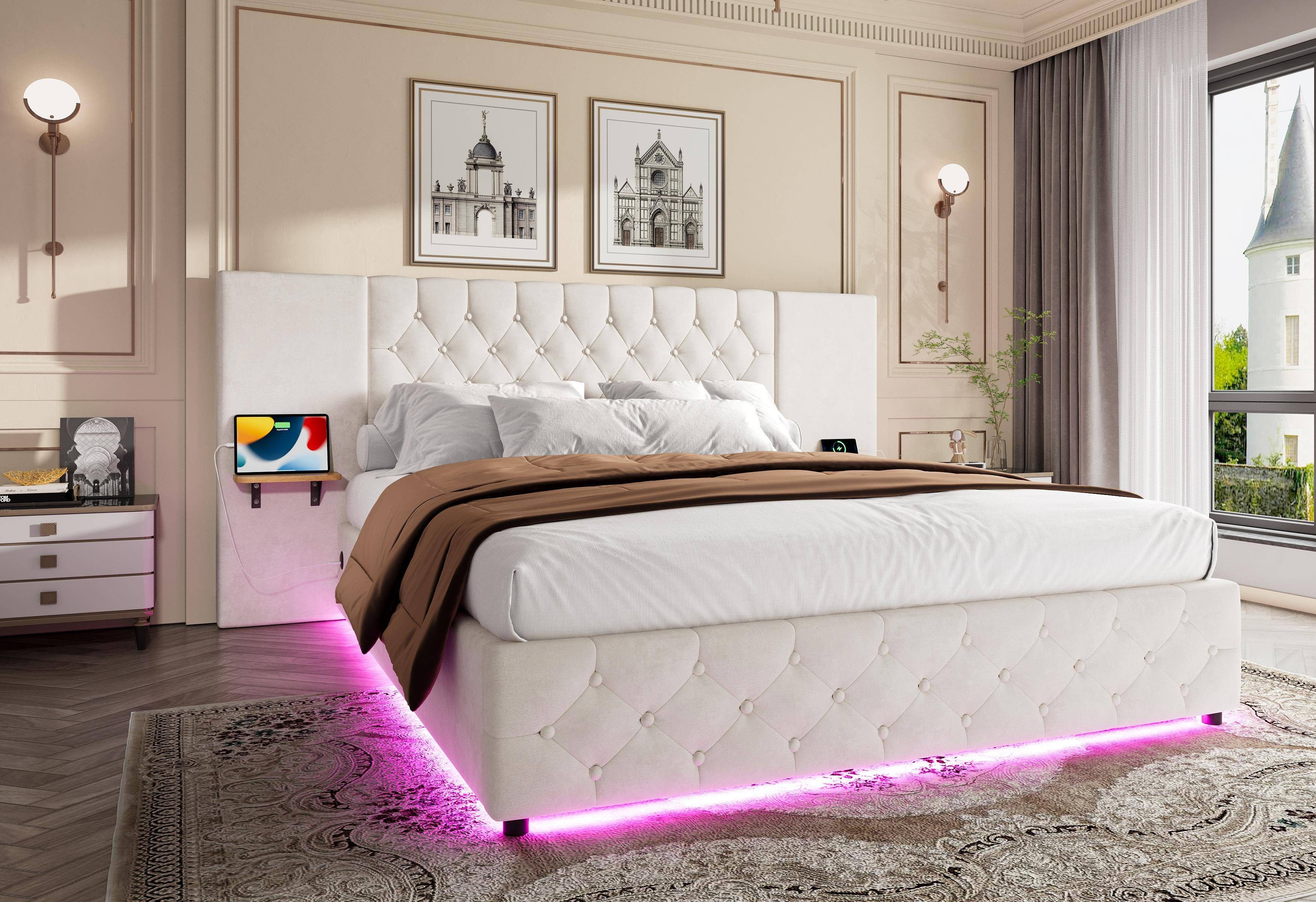 LVHOM Boxbett 140x200cm/160x200cm diamantgeprägtem Knopf Bettgestell, günstig online kaufen