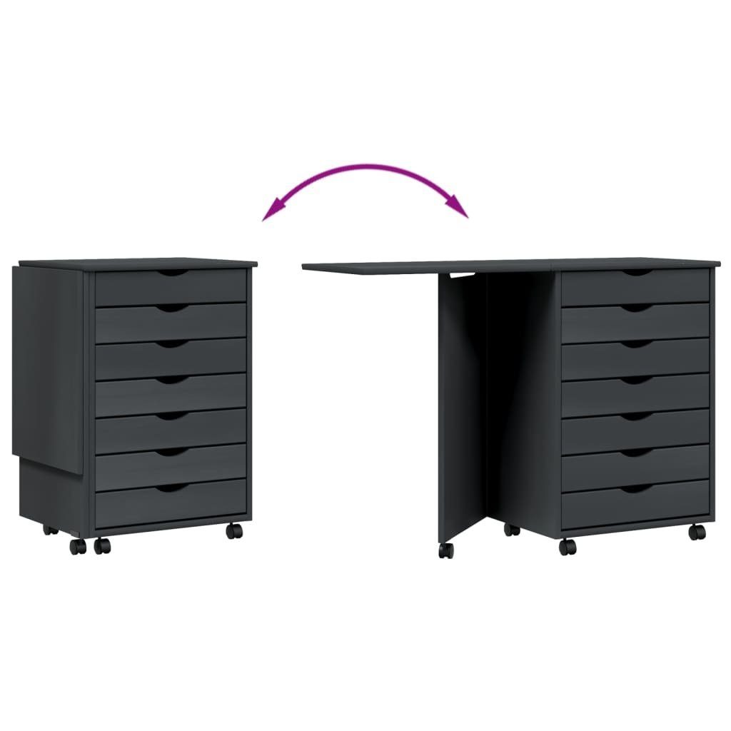 vidaXL Massivholz Kiefer mit Fächerschrank Schreibtisch Rollschrank (1-St) Grau MOSS