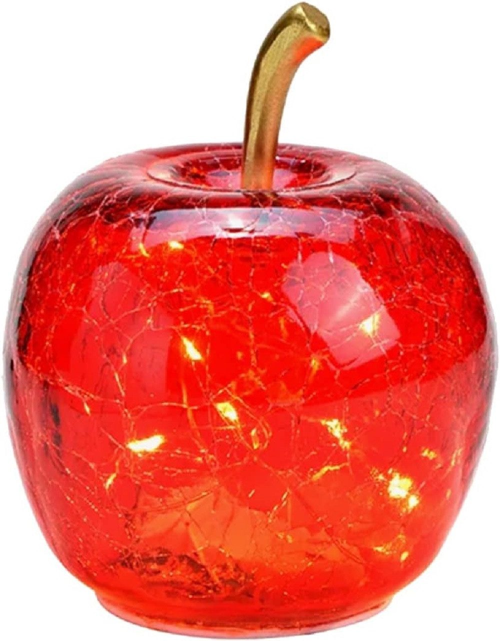 Wurm LED Dekoobjekt LED Dekolampe Apfel Glas 10er LED Lichterkette Timer Ø11 cm rot
