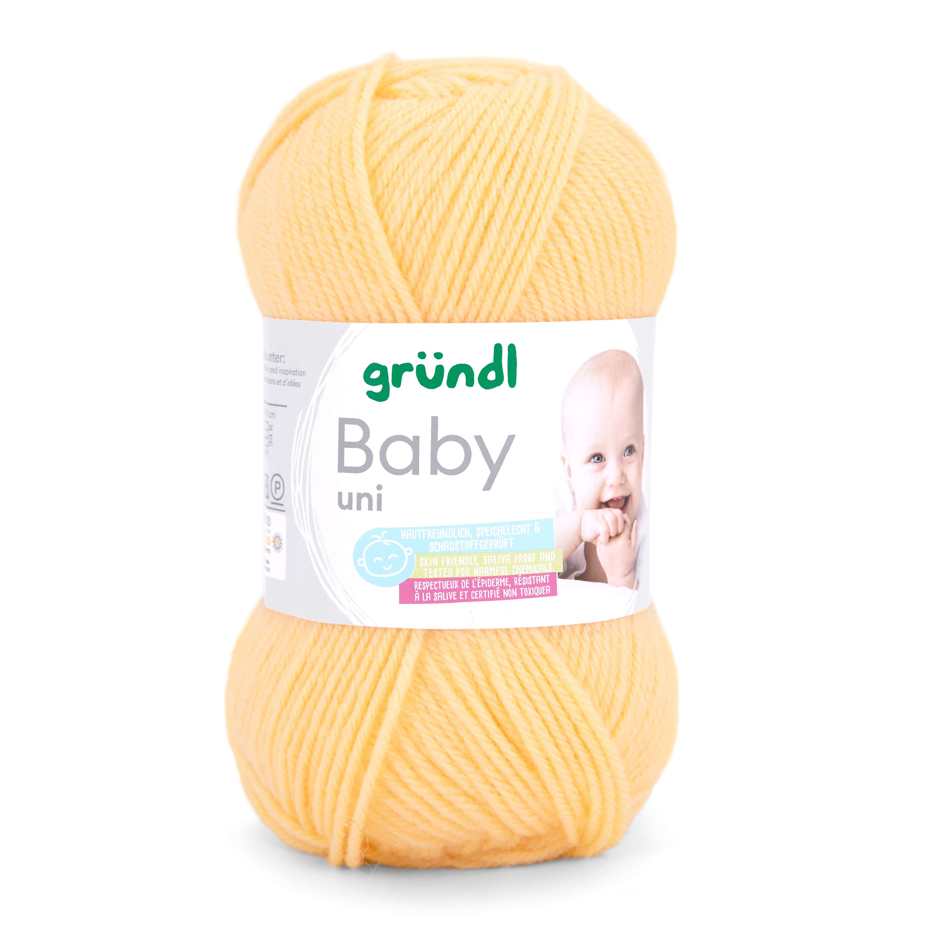 Gründl Wolle Baby uni 50g Babywolle zum Stricken und Häkeln Häkelwolle, 150,00 m (Strickgarn, Handstrickgarn, Strickwolle, hautfreundlich, spreichelecht), weich und pflegeleicht