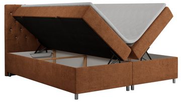 MKS MÖBEL Boxspringbett ROMA, mit Bettkasten, Doppelbett mit Multipocket-Matratze und Topper